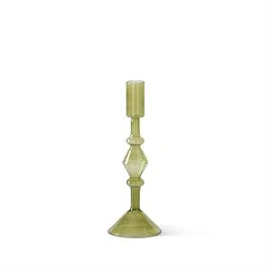 Handmade Green Glass Modern Taper Candleholder - Marcel’s Culinary Experience