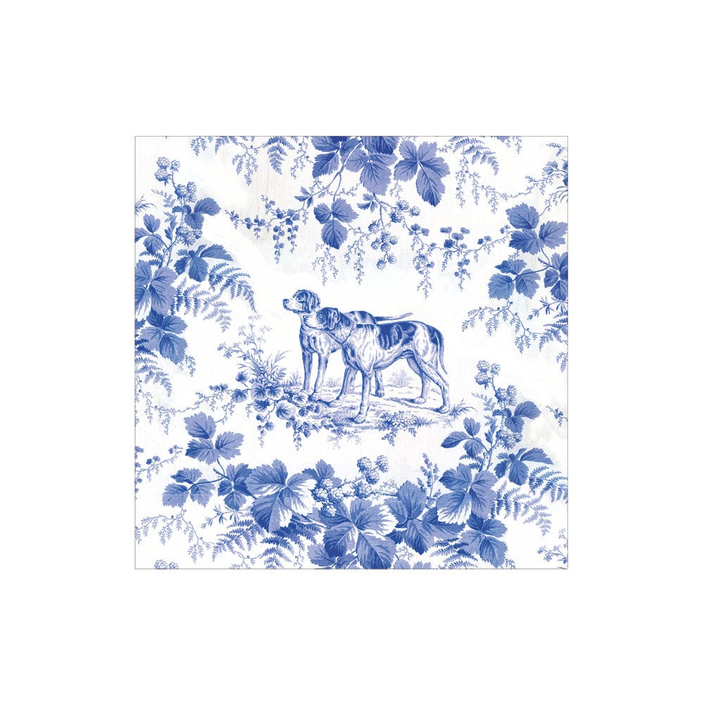 Caspari Hunting Toile Blue Cocktail Napkins - 20 Pack