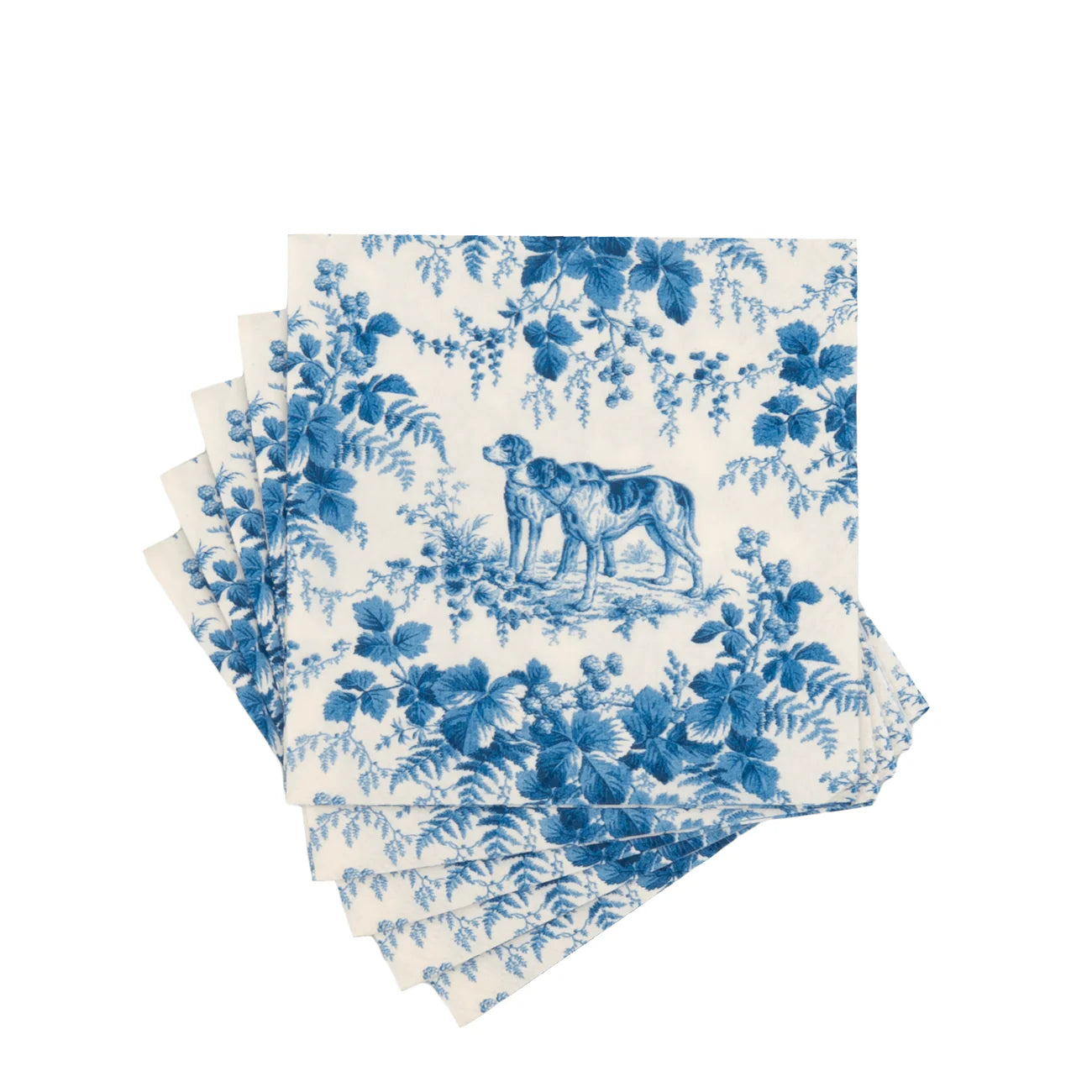 Caspari Hunting Toile Blue Cocktail Napkins - 20 Pack