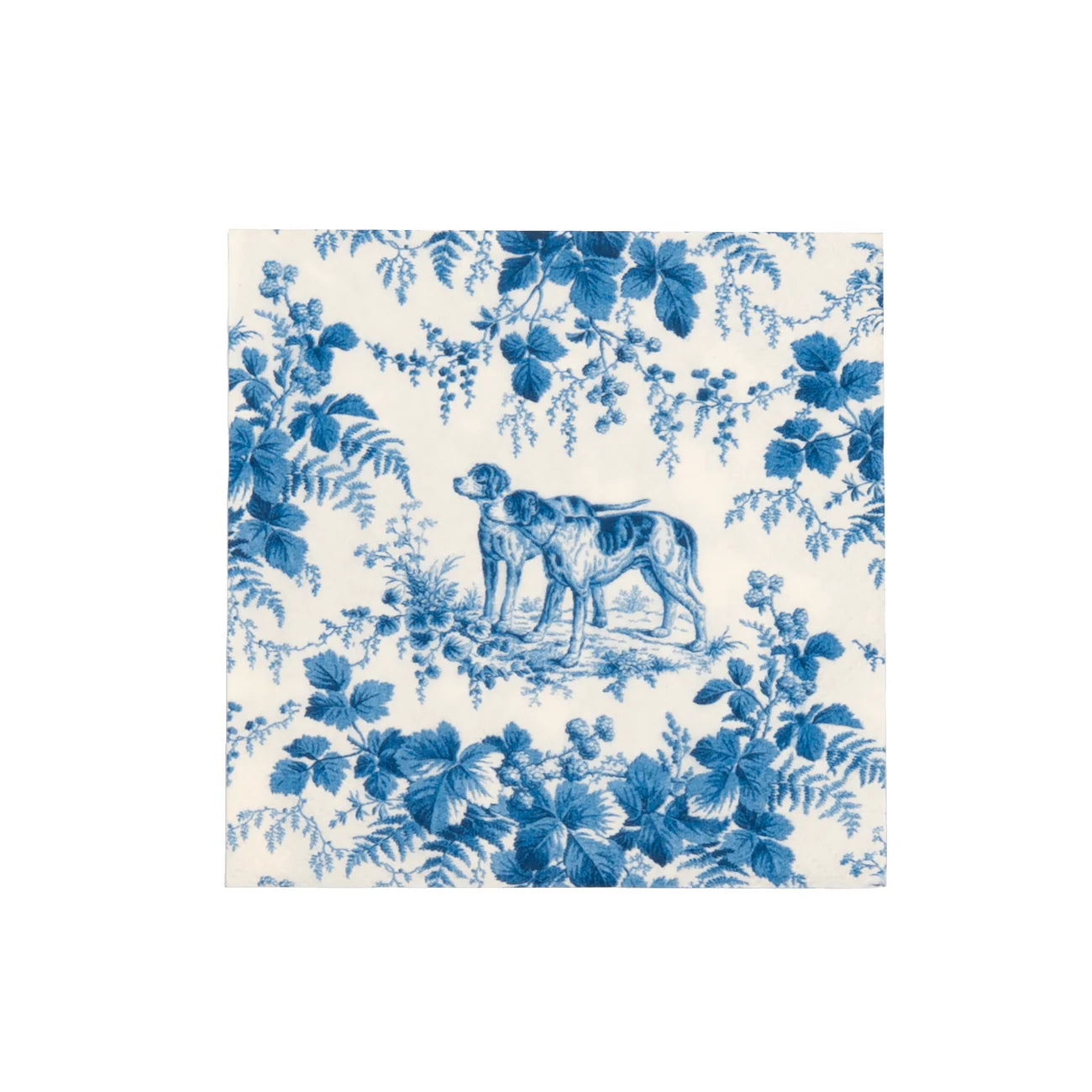 Caspari Hunting Toile Blue Cocktail Napkins - 20 Pack