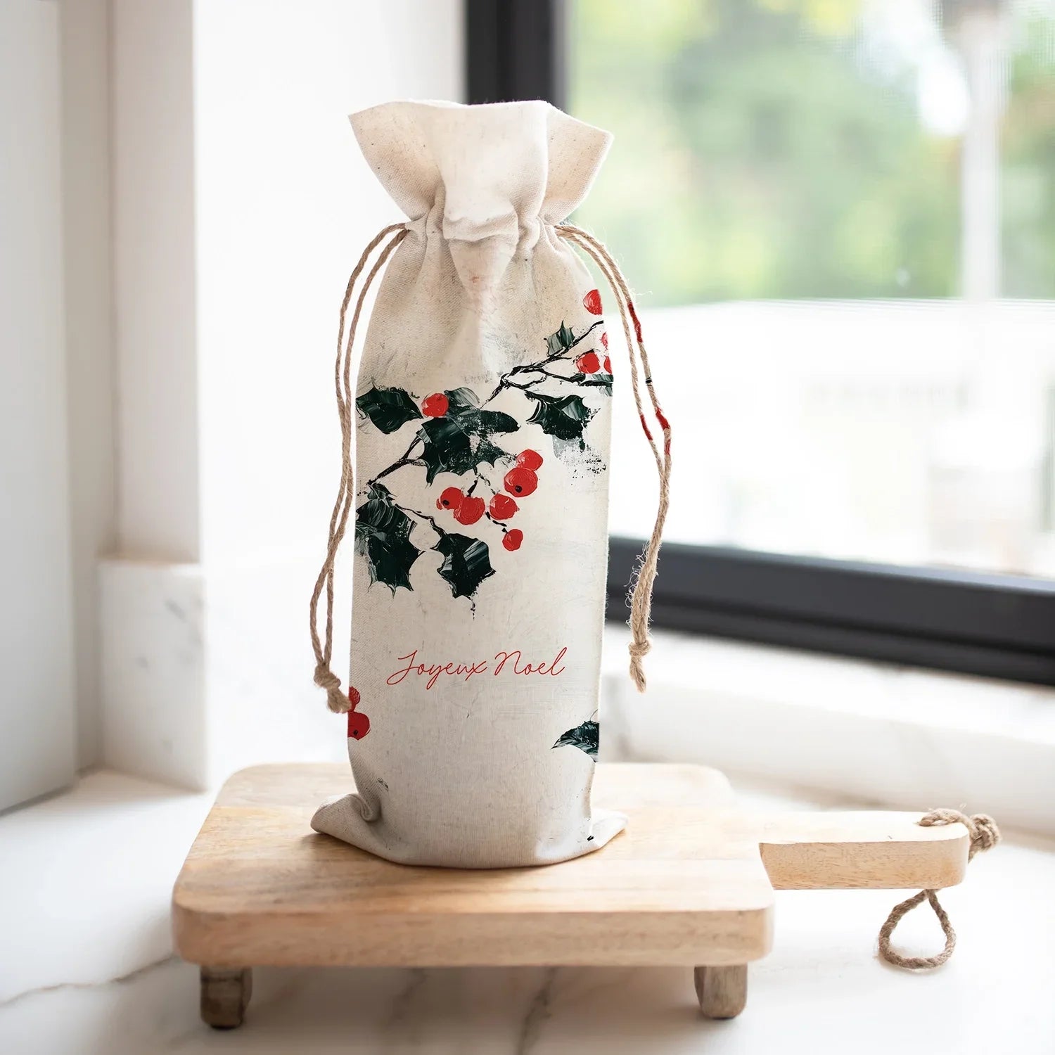 Joyeux Noel Wine Bag - Natural - Marcel’s Culinary Experience