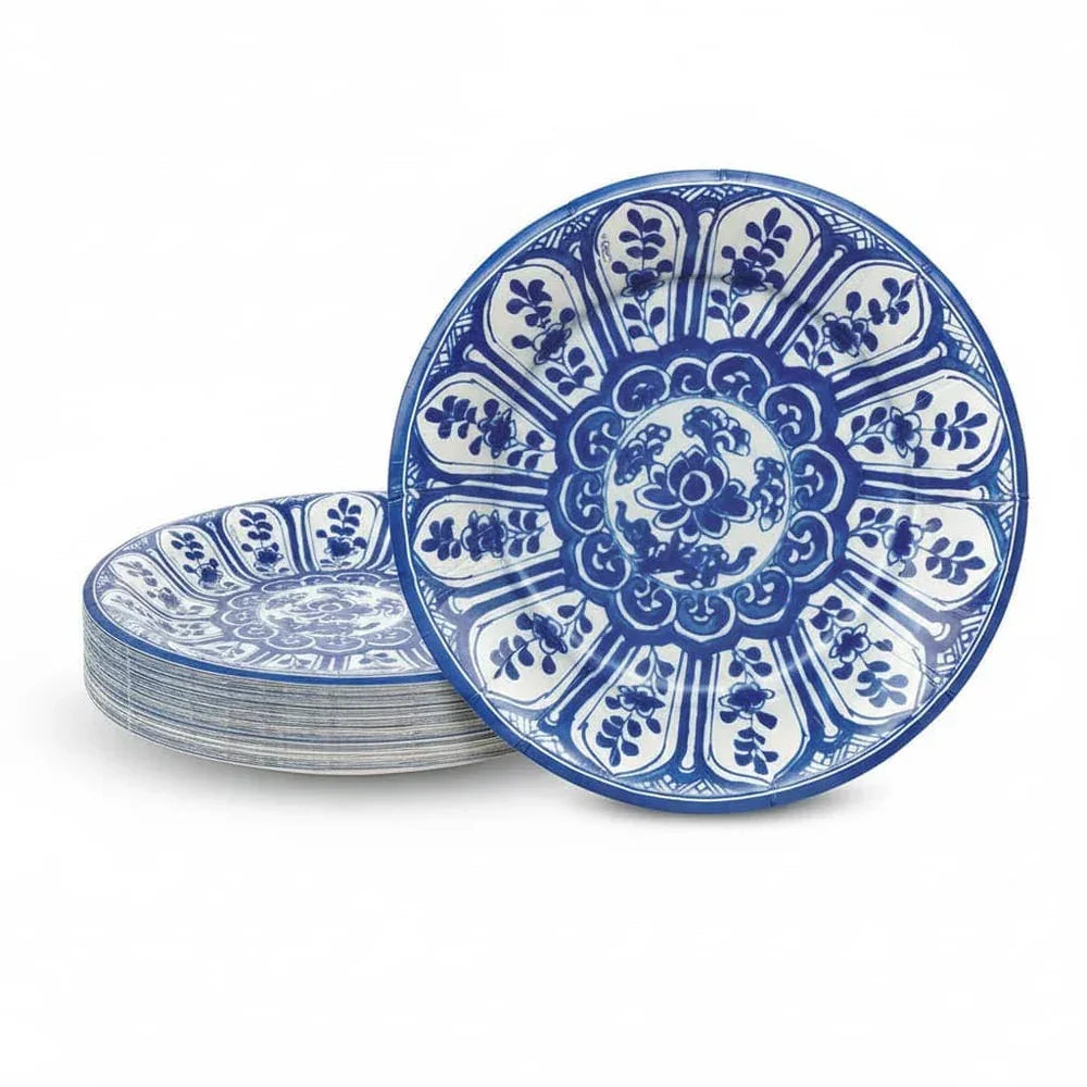 Caspari ndigo Garden Blue/White Salad/Dessert Plates - package of 8