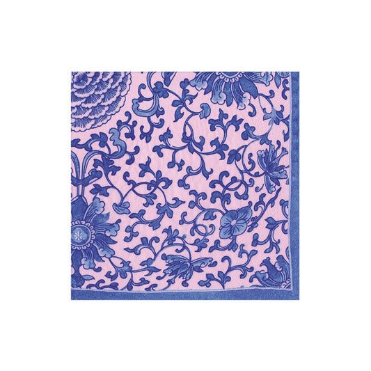 ICaspari ndigo Garden Blue/Pink Cocktail Napkin - package of 20