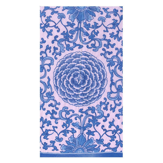 Caspari Indigo Garden Blue/Pink Guest Towel Napkins - 15 Per Package