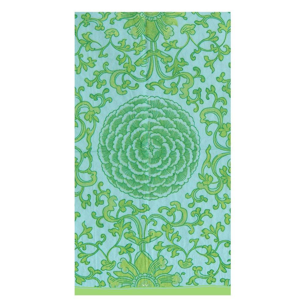 Caspari Indigo Garden Jade/Turquoise Guest Towel - 15 per package