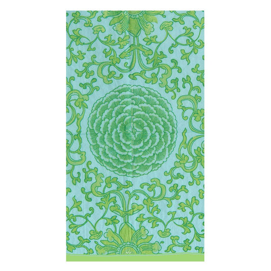 Caspari Indigo Garden Jade/Turquoise Guest Towel - 15 per package