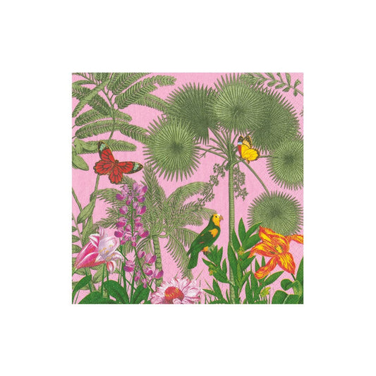 Caspari Paradise Garden Pink Cocktail Napkins - 20 Pack