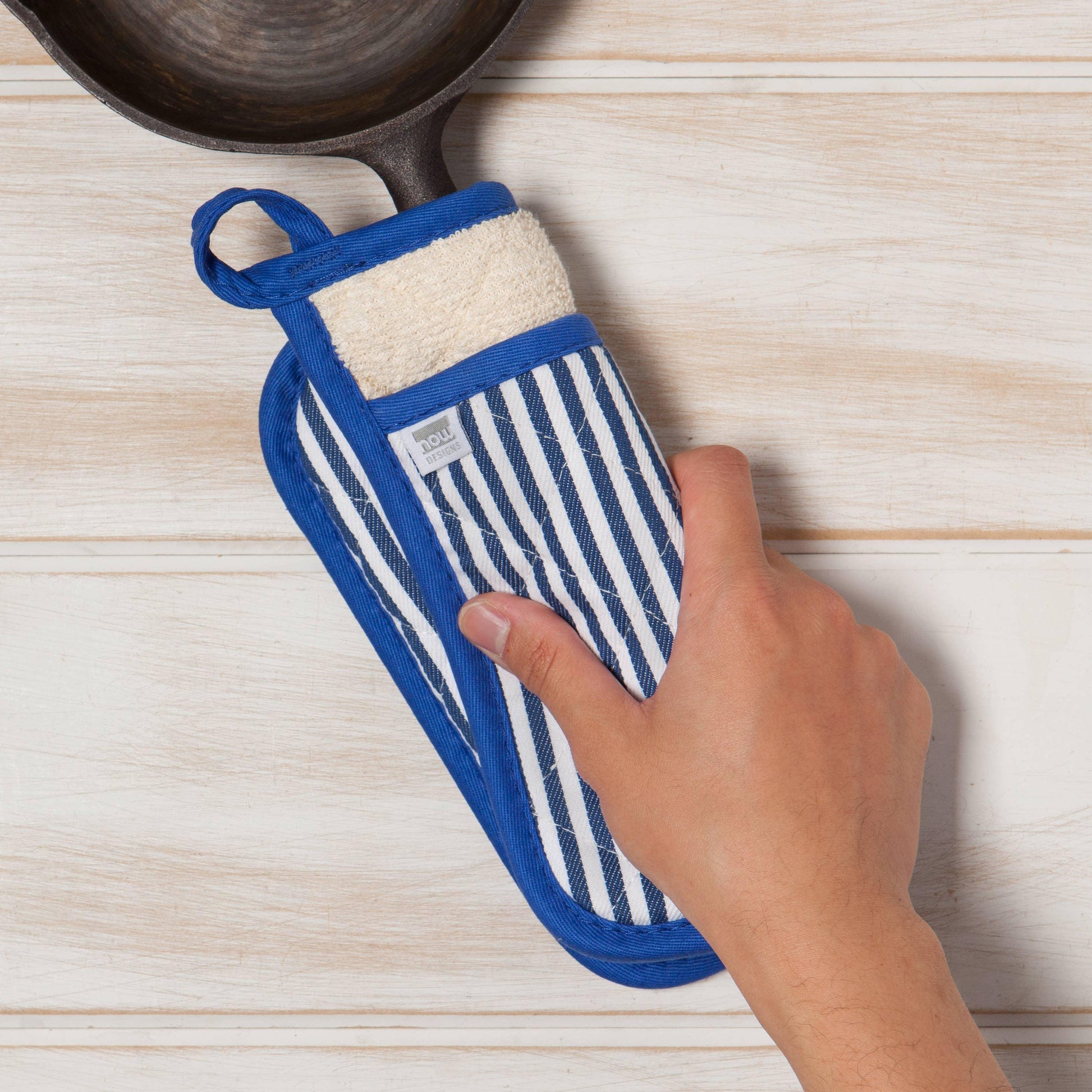 Superior Blue Narrow Stripe Potholder - Marcel’s Culinary Experience