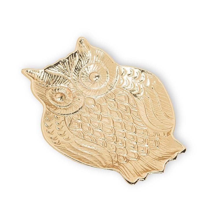 Gold Embossed Owl Trinket Dish | 5 Inch