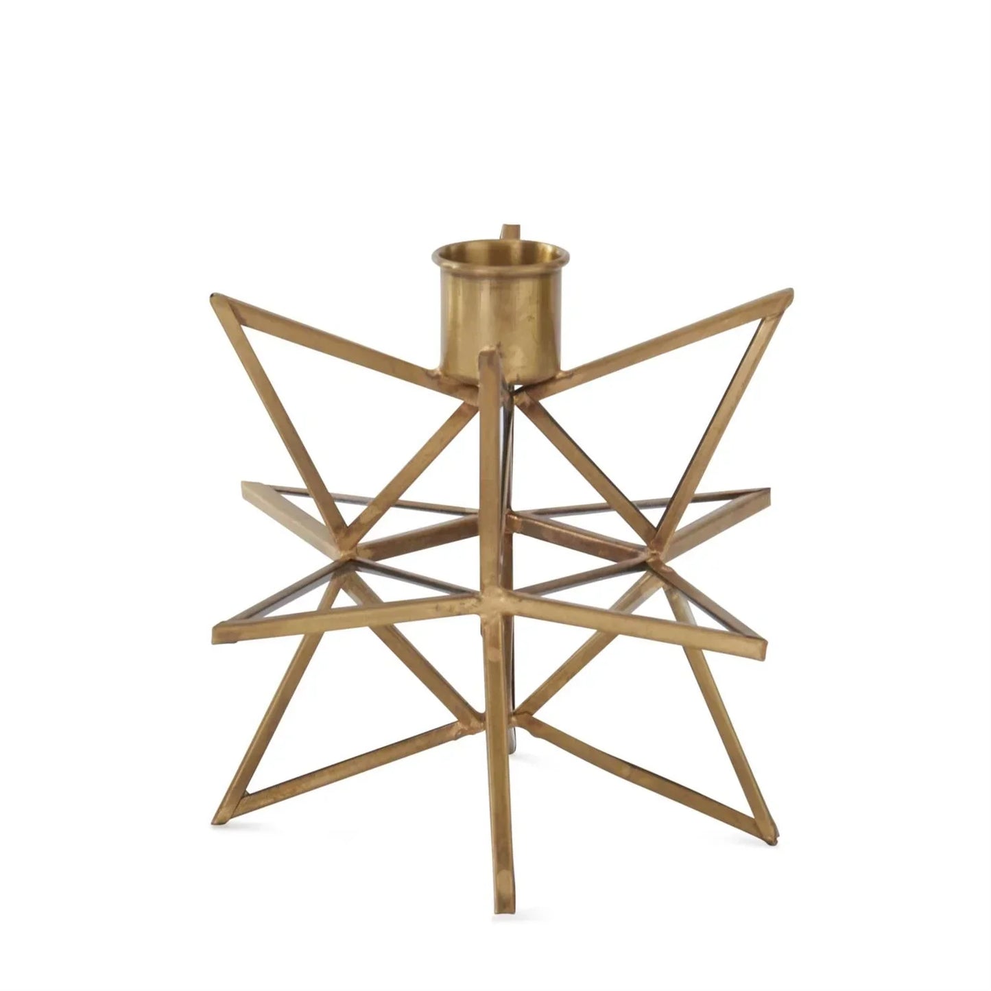 3-Dimensional Gold Metal & Glass Star Taper Holder - Marcel’s Culinary Experience