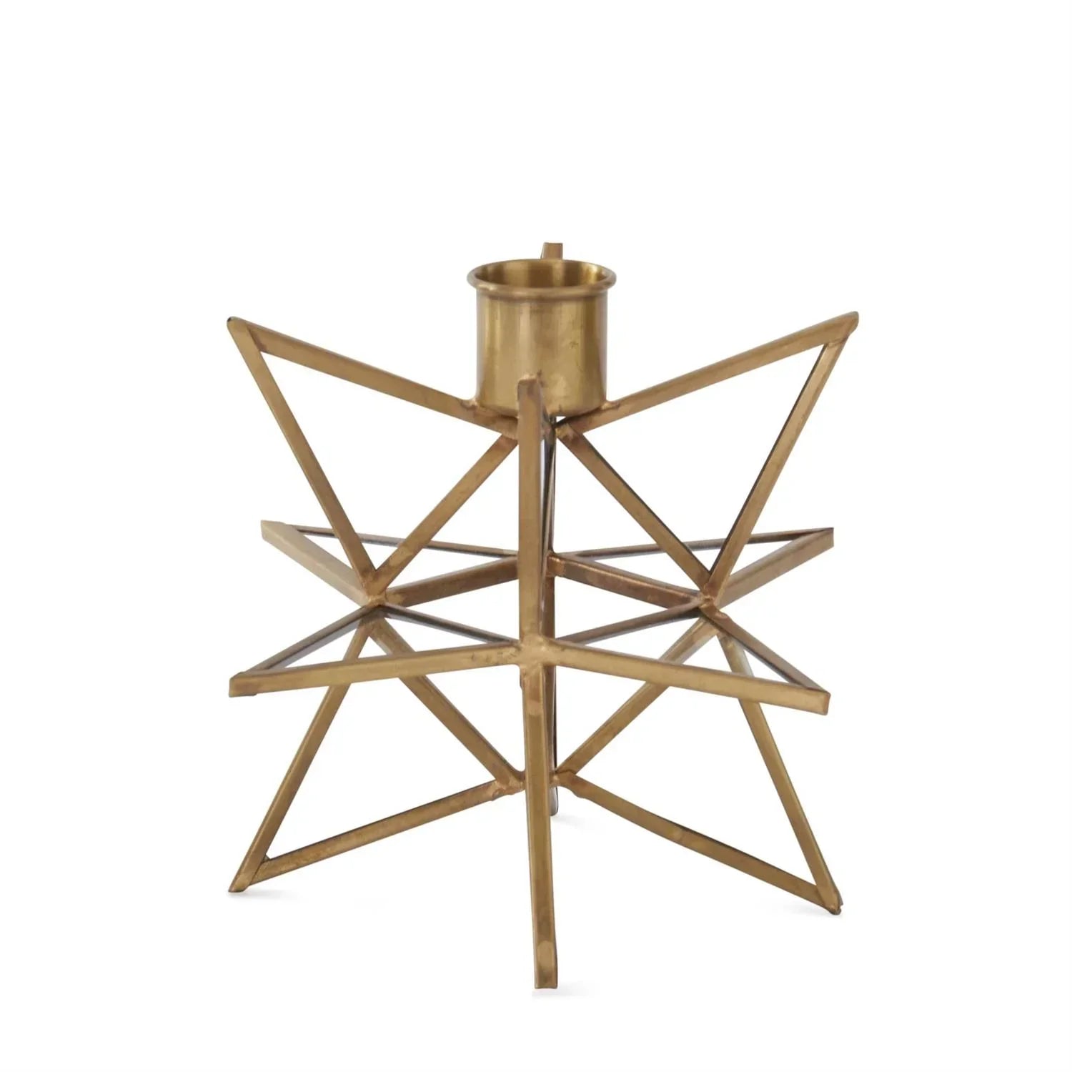 3-Dimensional Gold Metal & Glass Star Taper Holder - Marcel’s Culinary Experience