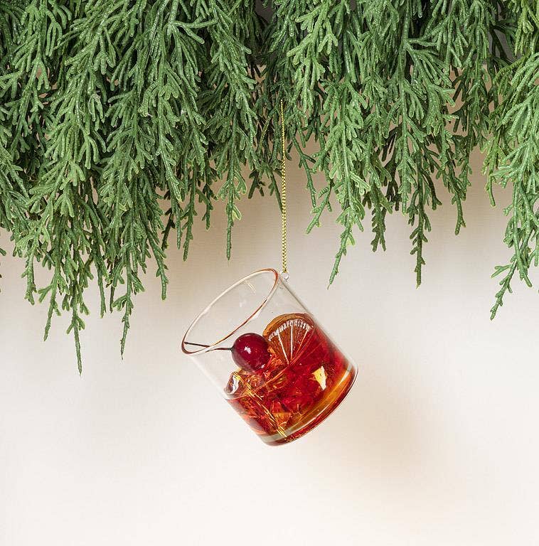 Old Fashioned Cocktail Glass Ornament