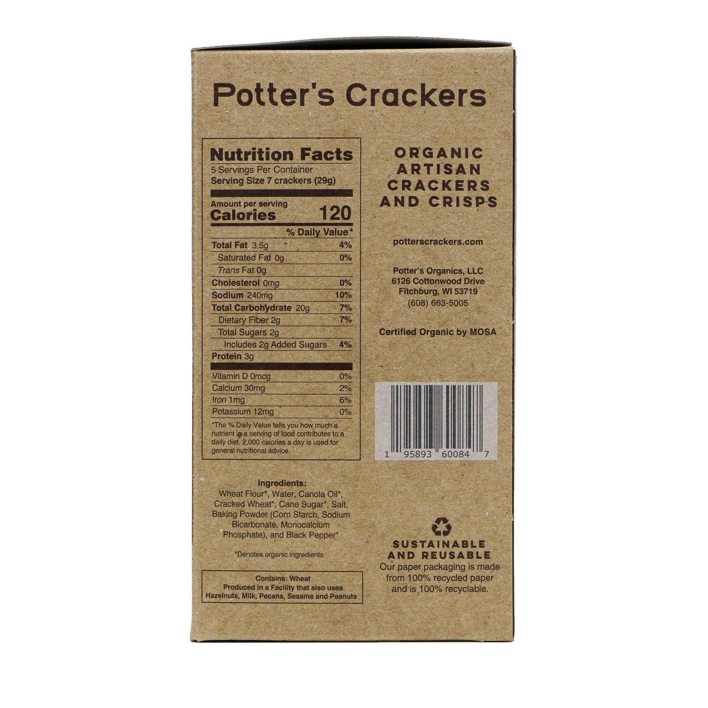 Potter's Crackers Organic Winter Wheat Crackers - 5 oz - Marcel’s Culinary Experience