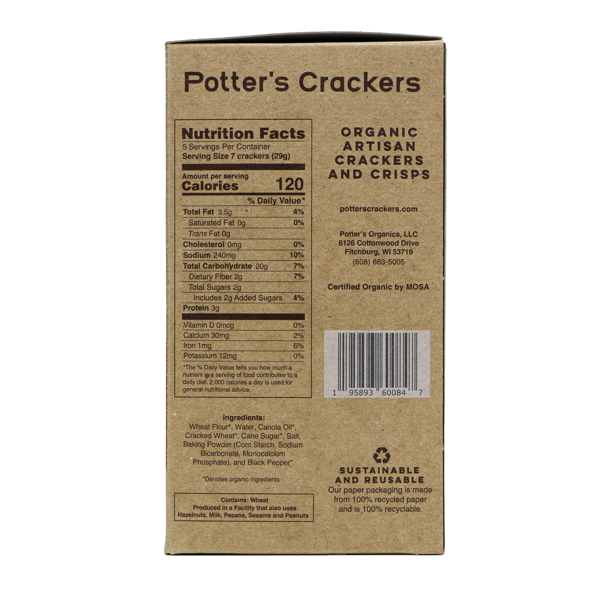 Potter's Crackers Organic Winter Wheat Crackers - 5 oz - Marcel’s Culinary Experience