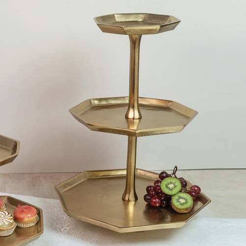 Gilded Octagon Stand, 2-Tier - Marcel’s Culinary Experience