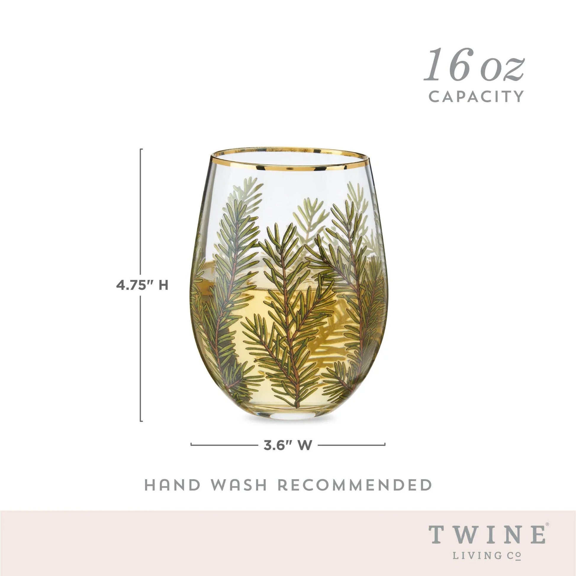 Gold Rimmed Woodland Stemless Wine Glasses Set of 2 - Marcel’s Culinary Experience