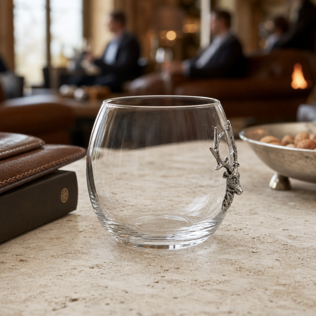 Crystal Elk Stemless Wine Glass
