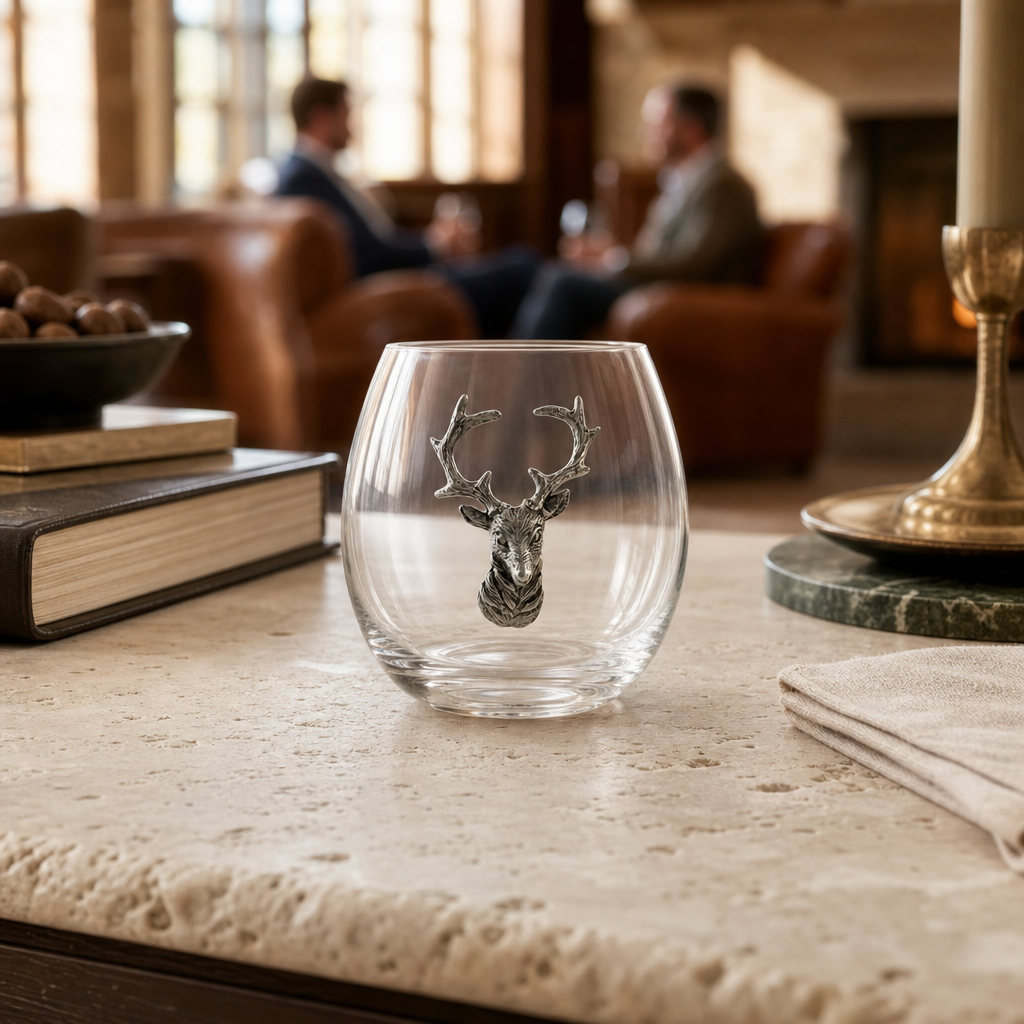 Crystal Elk Stemless Wine Glass