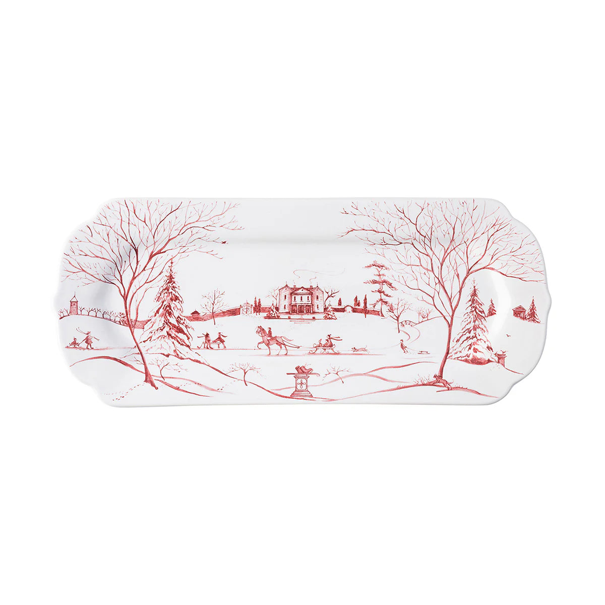 Juliska Country Estate Winter Frolic 15" Hostess Tray - Ruby