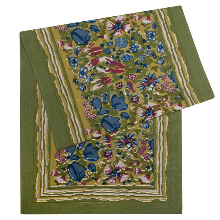 Jardin Blue & Vert | Table Runner | 16" x 90"