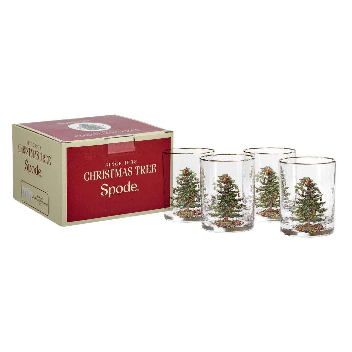 Spode Christmas Tree Double Old Fashioned Glasses - Set of 4