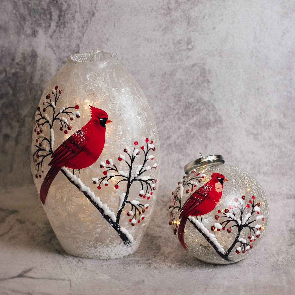 Snow Branch Glass Ornament LED