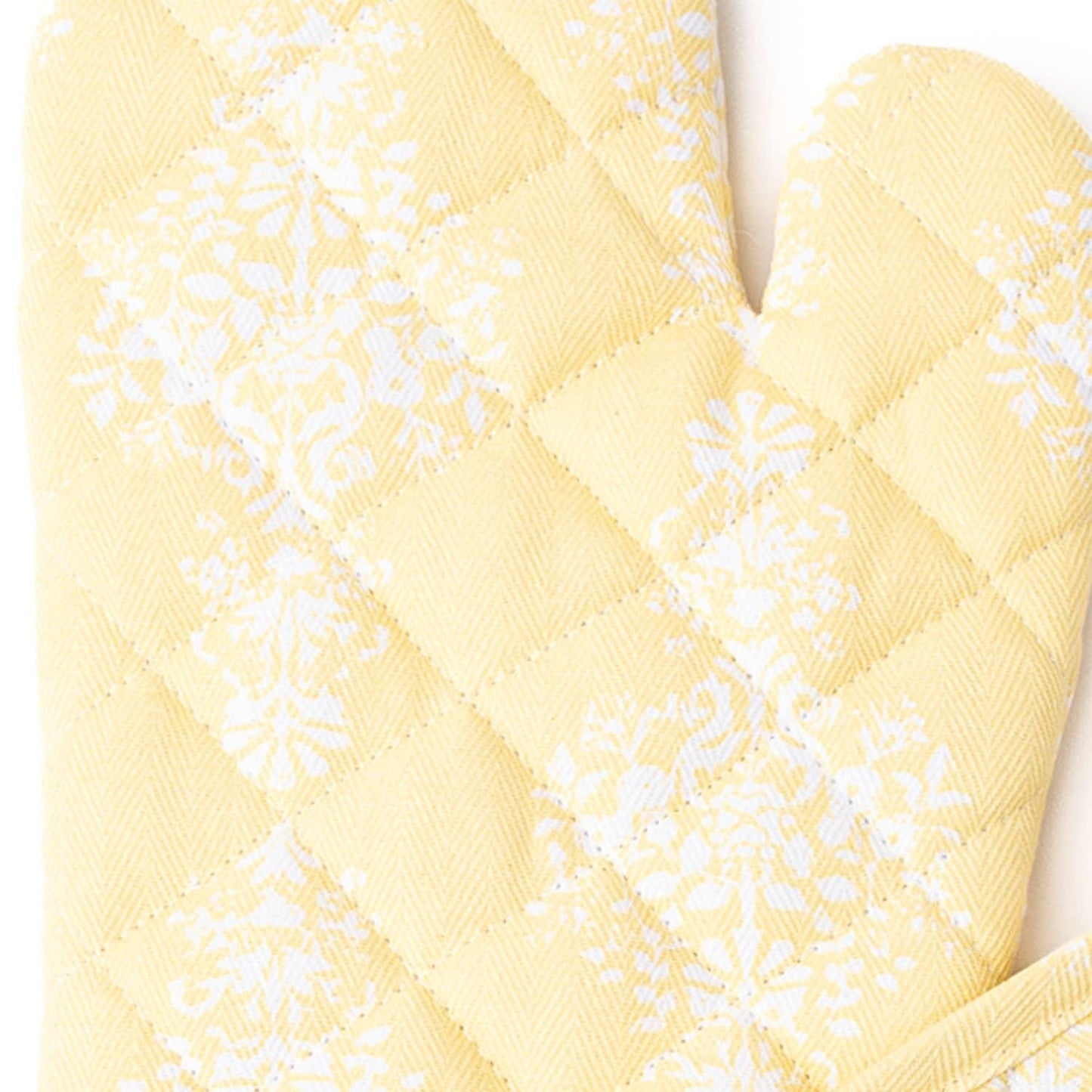 Golden Damask Oven Mitt Set
