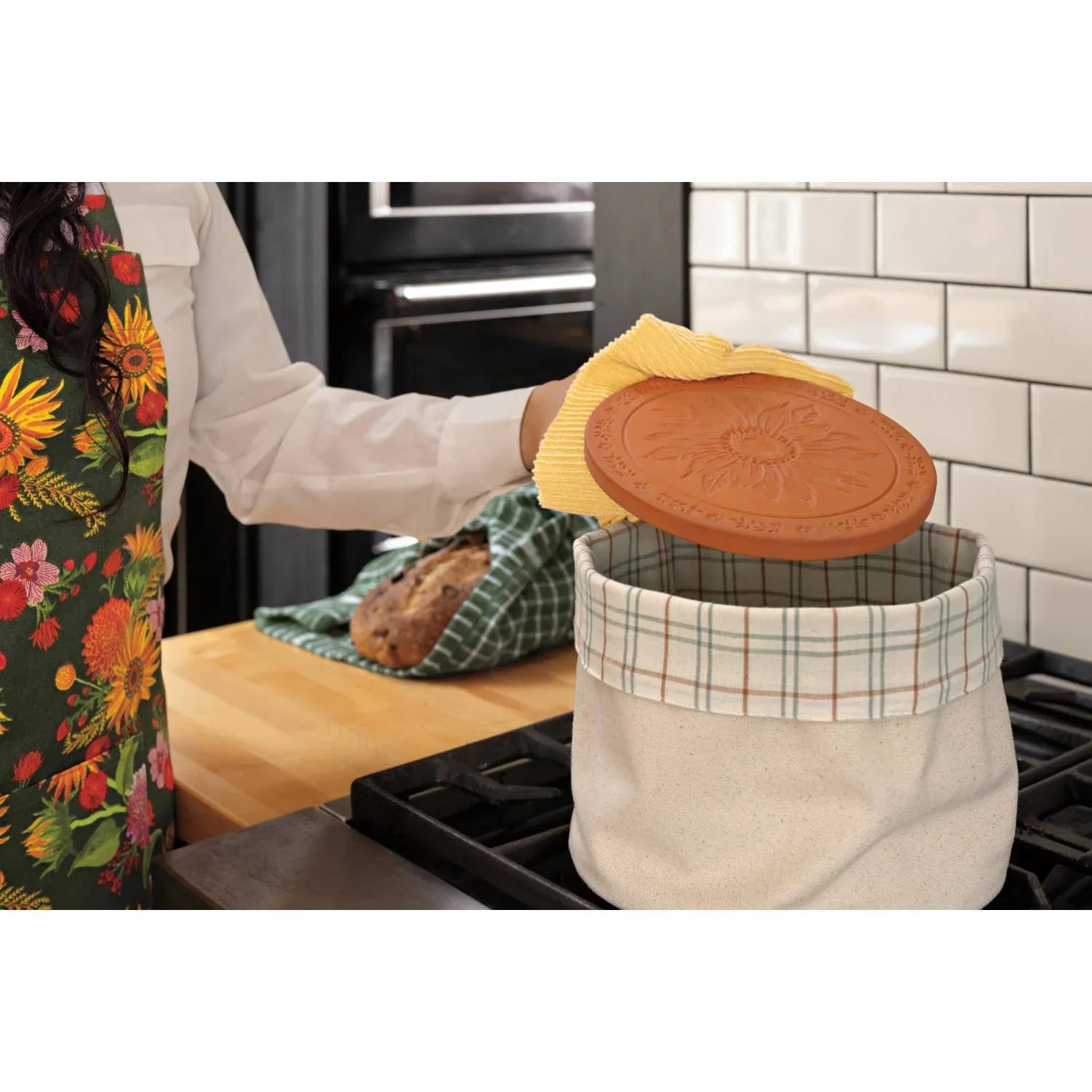 Sunflower Splendor Terracotta Bread Warming Stone - Marcel’s Culinary Experience