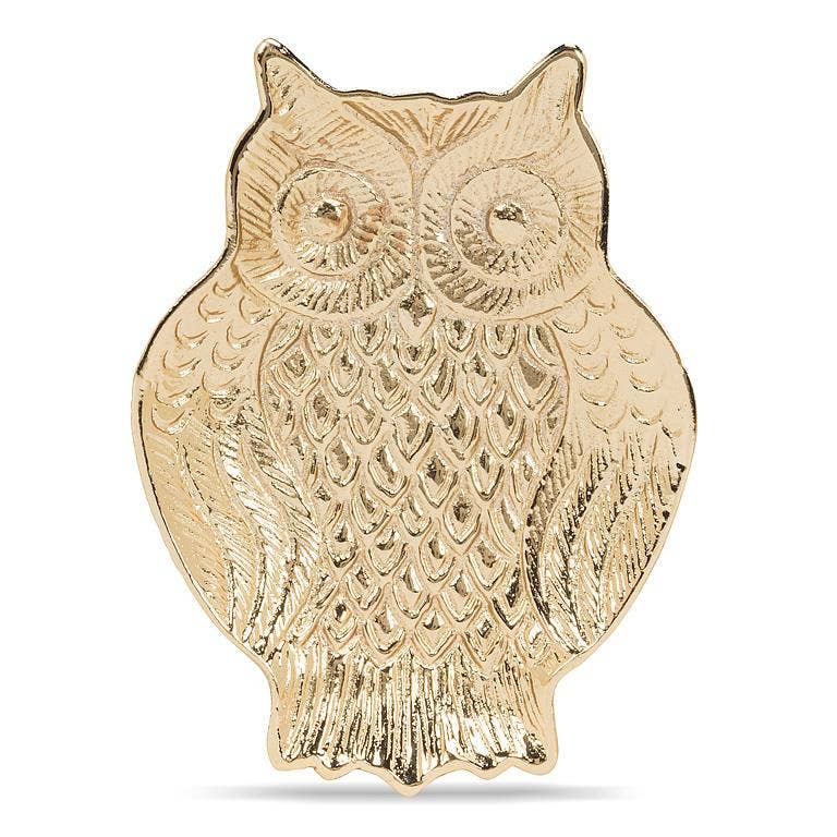 Gold Embossed Owl Trinket Dish | 5 Inch