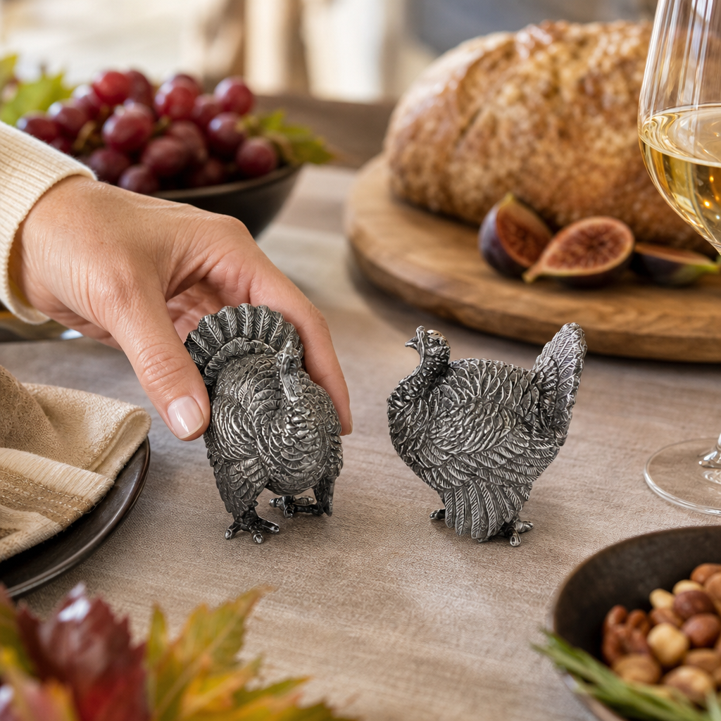 Pewter Turkey Salt & Pepper Shakers