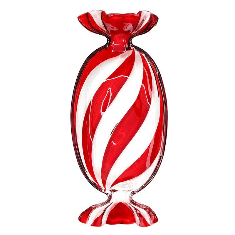 Peppermint Twist Glass Candy Tray - Large