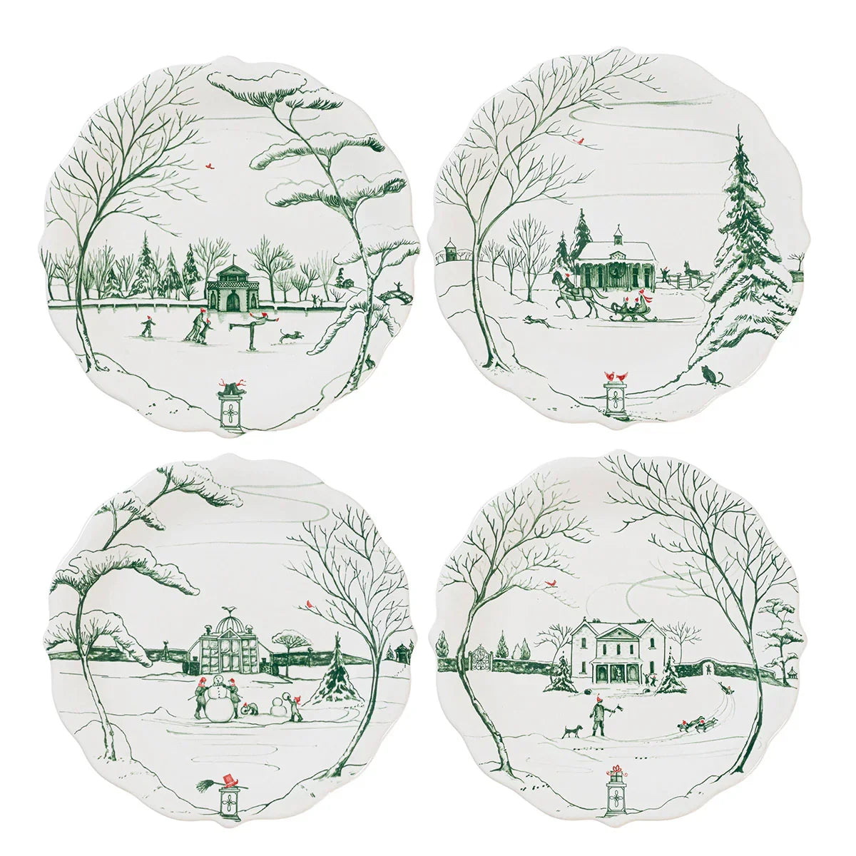 Juliska Country Estate Winter Frolic Party Plate Set/4 - Evergreen