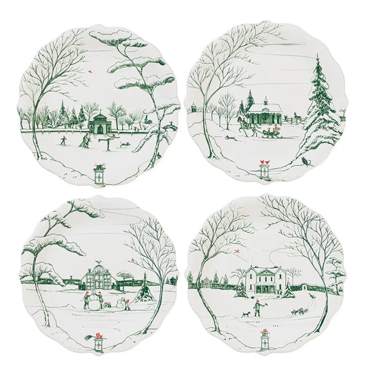 Juliska Country Estate Winter Frolic Party Plate Set/4 - Evergreen