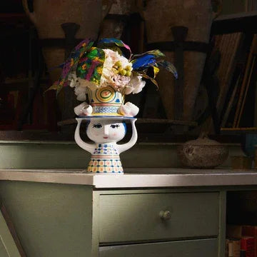 Bjørn Wiinblad Lady with Hat Vase, Blue, H: 8.1" - Marcel’s Culinary Experience