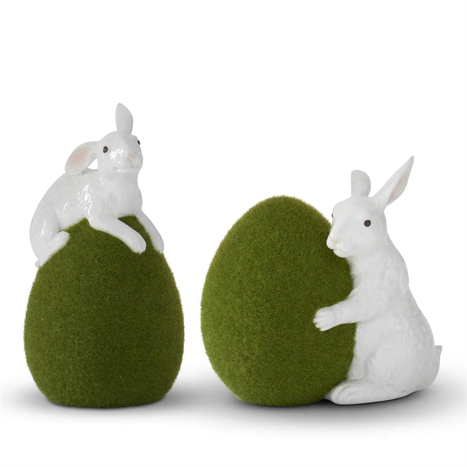 Assorted 7.25 Inch Moss Eggs w/Glossy White Rabbits - Marcel’s Culinary Experience