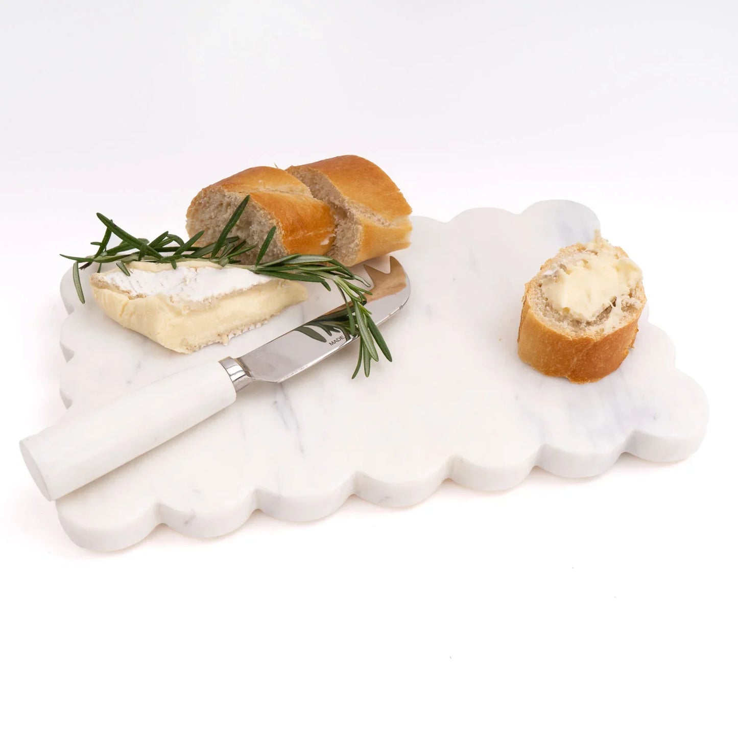 Scalloped Marble Cheese Board with Knife