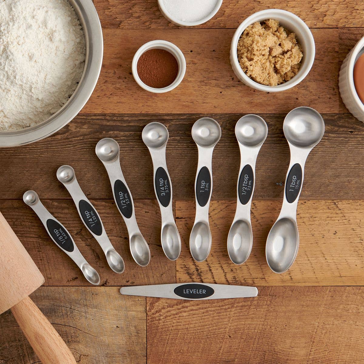 Magnetic Measuring Spoons – Dual-Sided with Leveler