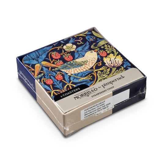 William Morris Strawberry Thief Coasters Set of 6 - Blue