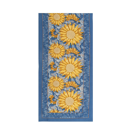 Couleur Nature Sunflower Yellow & Blue Table Runner 16x90 - Hand-Printed Table Linen