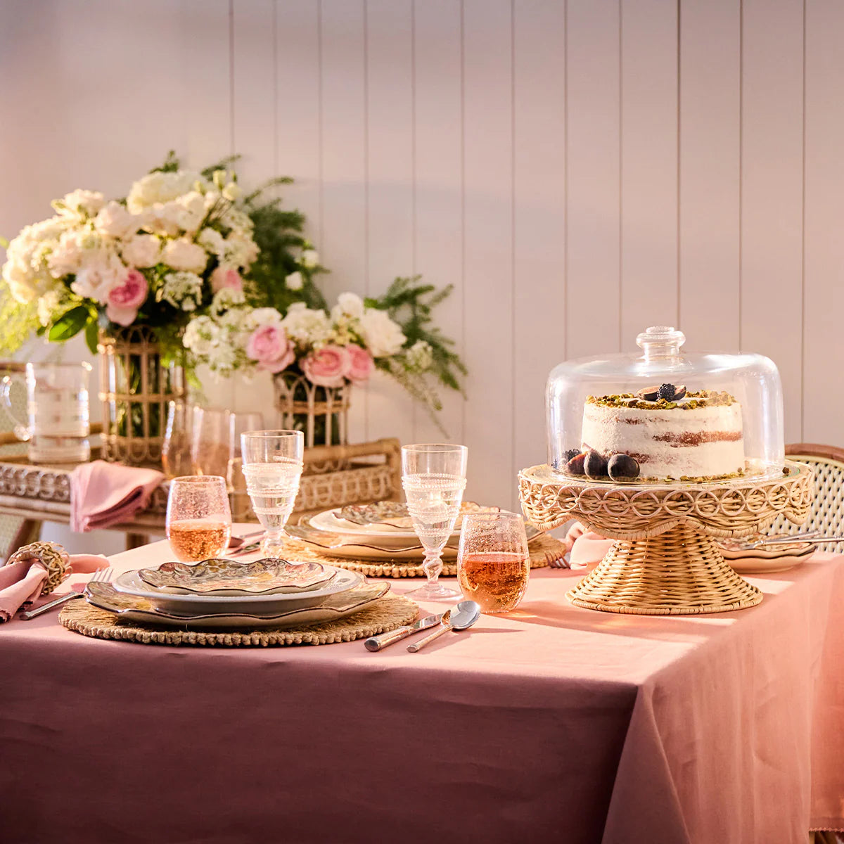 Juliska Provence Rattan Cake Stand - Whitewash