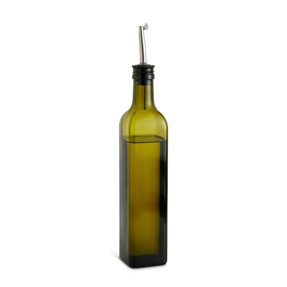 Olive Oil Bottle w/ Pourer, 17oz Green - Marcel’s Culinary Experience