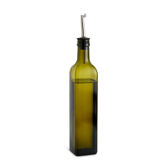 Olive Oil Bottle w/ Pourer, 17oz Green - Marcel’s Culinary Experience