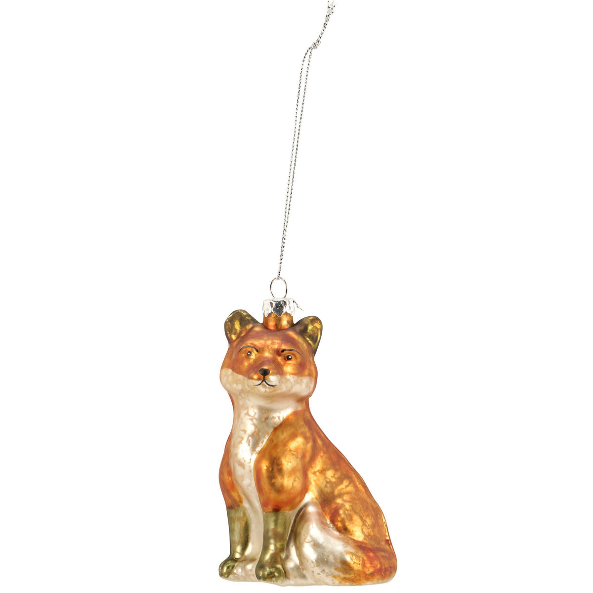 Vintage Fox Glass Christmas Ornament
