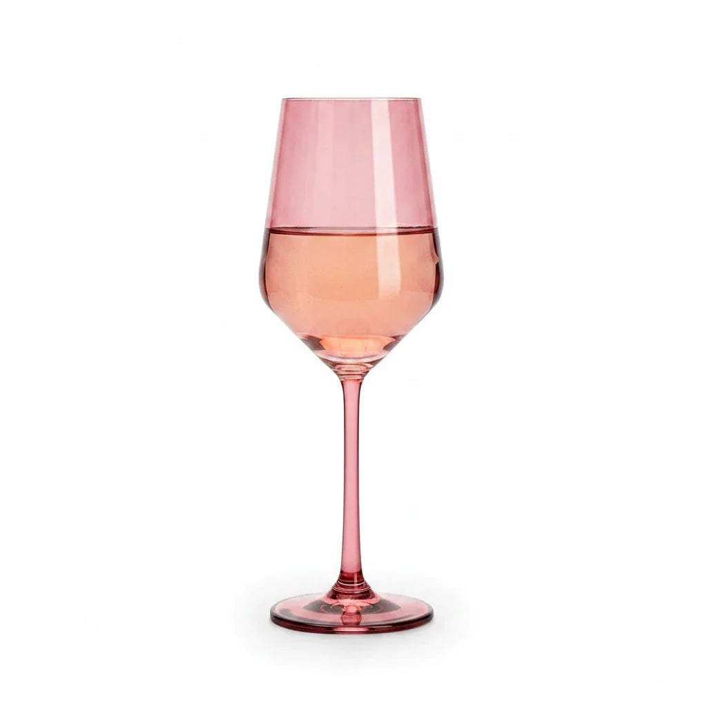 Rose Pink Wine Glass - Hand-Blown Italian Style 12 oz