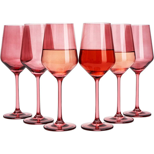 Rose Pink Wine Glass - Hand-Blown Italian Style 12 oz