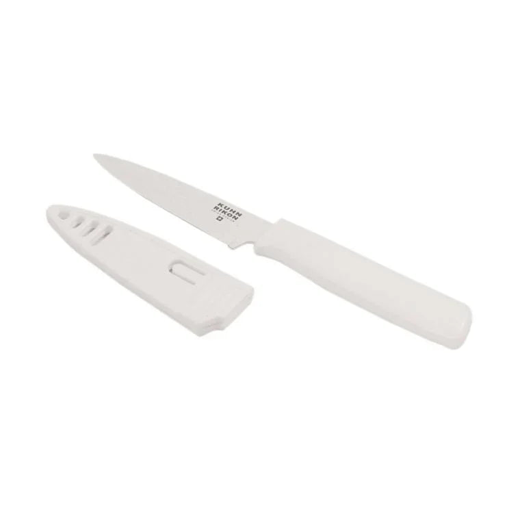 Kuhn Rikon Paring Knife Colori Serrated, White - Bulk - Marcel’s Culinary Experience