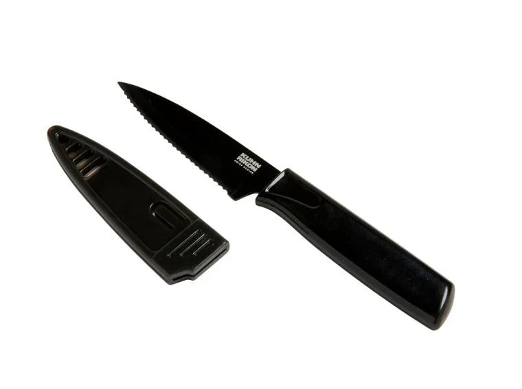 Kuhn Rikon Paring Knife Colori Serrated, Black - Bulk - Marcel’s Culinary Experience