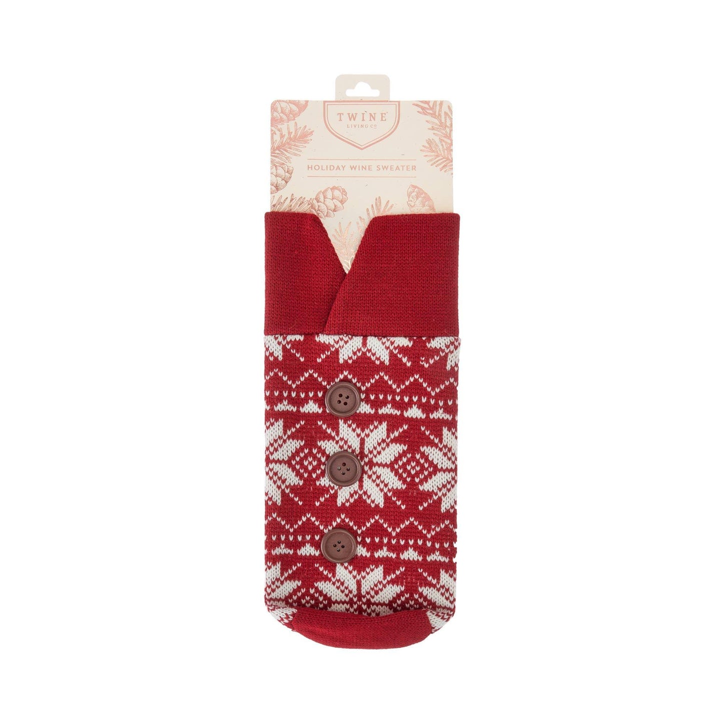 Red White Snowflake Pattern Knit Wool Holiday Wine Sweater - Marcel’s Culinary Experience