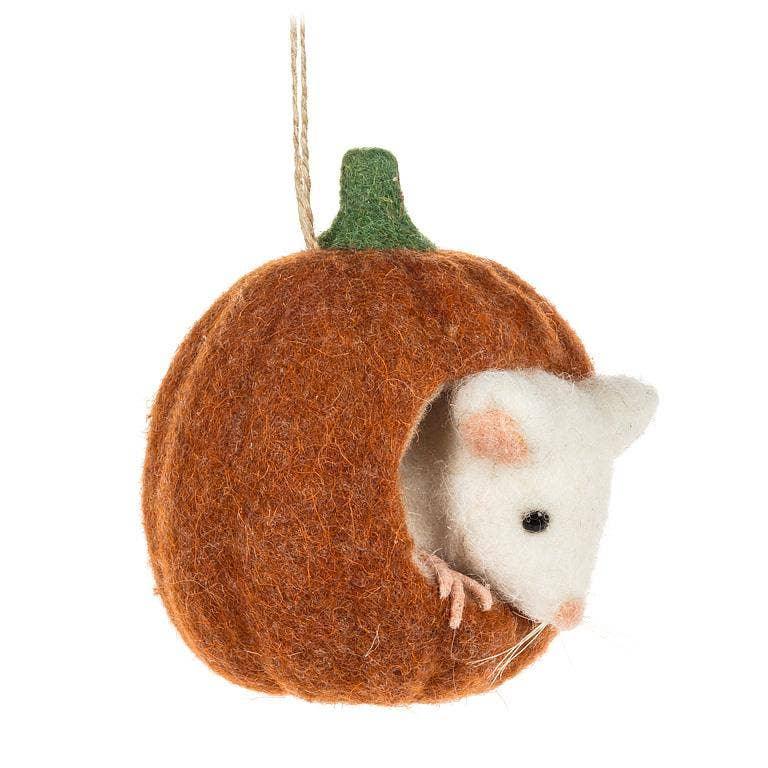 Mouse in Small Pumpkin Ornament-4"H - Marcel’s Culinary Experience
