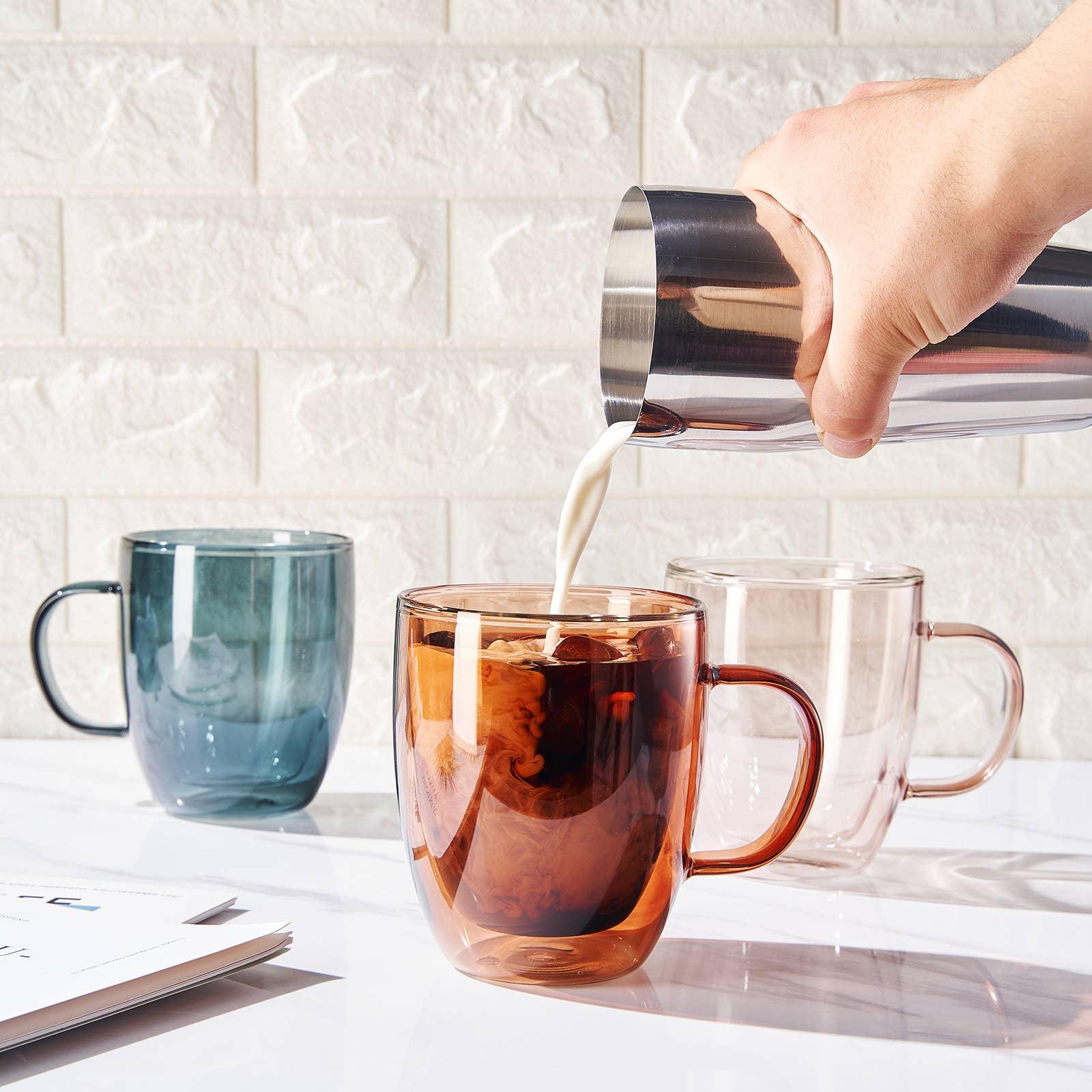 Double Wall Insulated Colored Glass Mug, 18 OZ - Marcel’s Culinary Experience